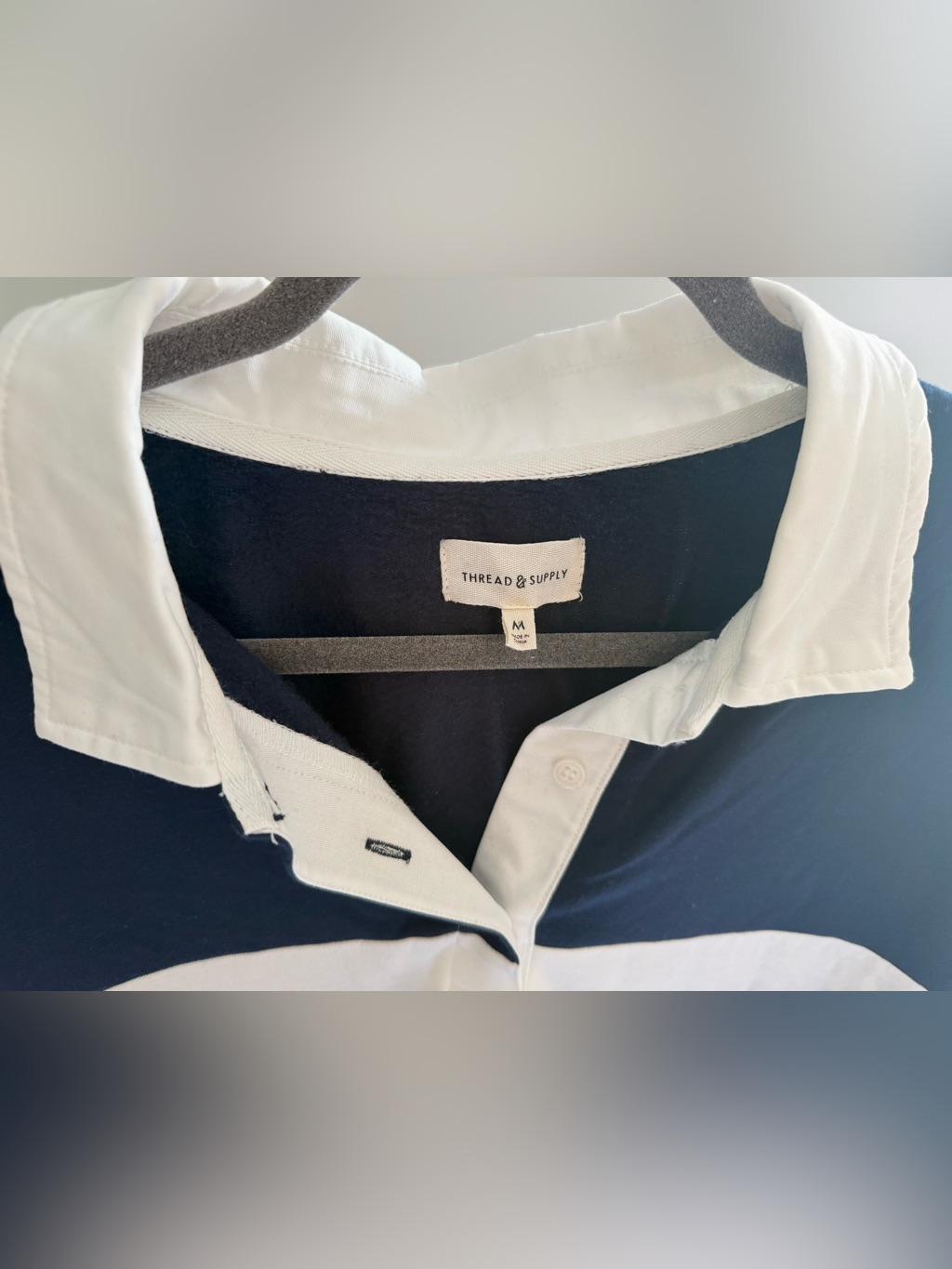 Like New: Thread & Supply Navy With White Contrast Collar Rugby Polo — image 7 of 8